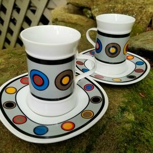 Sango Midcentury Modern Dots Cups & Saucers